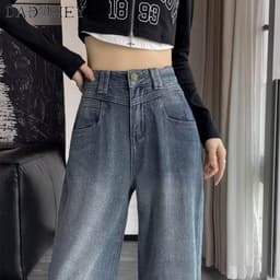 Thumbnail Quần jean DADUHEY ống rộng phong cách đường phố Mỹ cổ điển cao cấp plus size 3