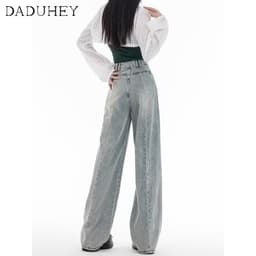 Thumbnail DaDuHey New American Ins High Street Retro Washed Jeans Niche High Waist Loose Wide Leg Pants plus Size Trousers 3