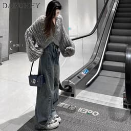 Thumbnail Quần jean DADUHEY ống rộng phong cách đường phố Mỹ cổ điển thời trang 2023 cao cấp plus size 3
