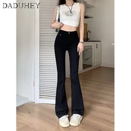 Thumbnail Quần jean DADUHEY ống loe cạp cao dáng rộng phong cách đường phố Mỹ cổ điển cao cấp plus size 4
