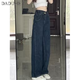 Thumbnail Quần jean DADUHEY lưng cao ống rộng phong cách đường phố Mỹ cổ điển cao cấp cỡ lớn 2
