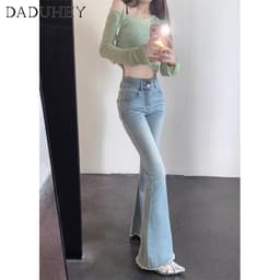 Thumbnail DaDuHey New American Ins High Street Retro Micro-flare Jeans Niche High Waist Stretch Wide Leg Pants Trousers 2