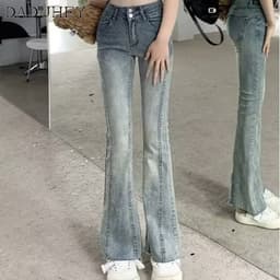 Thumbnail DaDuHey New American Ins High Street Retro Jeans Niche High-waist Micro-flared Pants plus Size Trousers 4