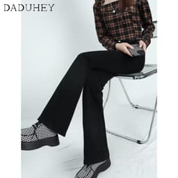 Thumbnail DaDuHey New American Ins High Street Retro Stretch Micro-flare Jeans Niche High Waist Wide Leg Pants Trousers 2