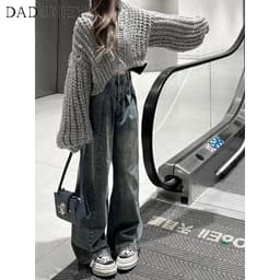 Thumbnail Quần jean DADUHEY ống rộng phong cách đường phố Mỹ cổ điển thời trang 2023 cao cấp plus size 4