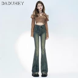 Thumbnail Quần jeans DADUHEY ống rộng lưng cao phong cách đường phố Mỹ cổ điển thời trang cao cấp 3