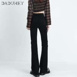 Thumbnail DaDuHey New American Ins High Street Retro Stretch Micro-flare Jeans Niche High Waist Wide Leg Pants Trousers 4