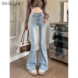 Thumbnail DaDuHey New American Ins High Street Retro Washed Micro-flare Jeans Niche High Waist Wide Leg Pants Trousers 3