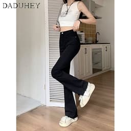 Thumbnail Quần jean DADUHEY ống loe cạp cao dáng rộng phong cách đường phố Mỹ cổ điển cao cấp plus size 3
