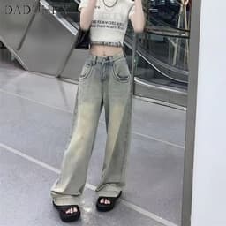 Thumbnail Quần jeans DADUHEY lưng cao phong cách đường phố Mỹ cổ điển thời trang cao cấp 2