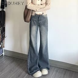 Thumbnail Quần jean DADUHEY ống loe dáng rộng lưng cao phong cách Mỹ cổ điển dành cho nữ cỡ lớn 3