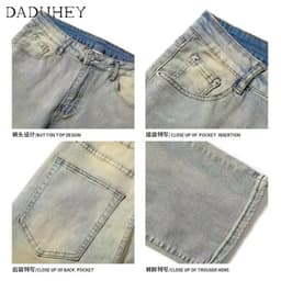 Thumbnail DaDuHey New American Ins High Street Retro Jeans Niche High Waist Straight Pants plus Size Trousers 3