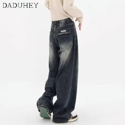 Thumbnail Quần jean DADUHEY cạp cao ống rộng phong cách đường phố Mỹ thời trang cao cấp 2023 size lớn 4