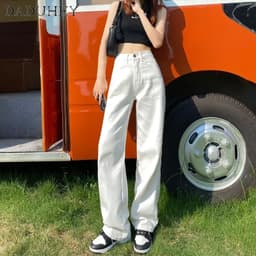 Thumbnail Quần jeans DADUHEY lưng cao ống rộng phong cách đường phố cổ điển thời trang 2023 plus size 2