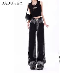 Thumbnail DaDuHey New American Ins High Street Retro Thin Jeans Niche High Waist Loose Wide Leg Pants Trousers 2