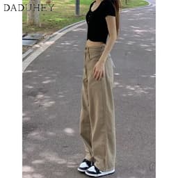 Thumbnail Quần jeans kaki DADUHEY ống rộng lưng cao phong cách đường phố Mỹ cổ điển cao cấp cỡ lớn 2