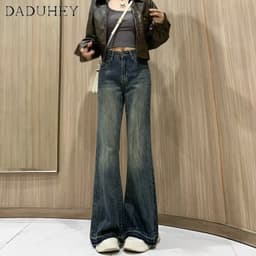 Thumbnail Quần jeans DADUHEY ống loe dáng rộng lưng cao phong cách đường phố Mỹ cao cấp cỡ lớn 2