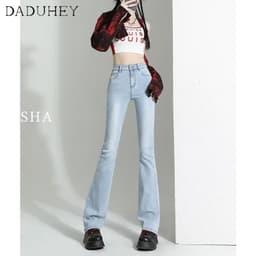 Thumbnail Quần jeans DADUHEY ống loe lưng cao phong cách đường phố Mỹ thời trang 3