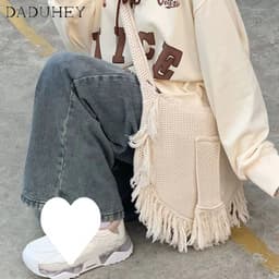 Thumbnail Quần jeans cạp cao ống rộng plus size phong cách đường phố retro 2