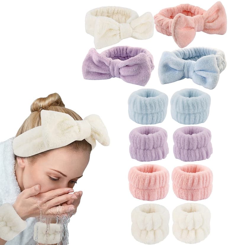 Ảnh Bộ 3 băng đô nhung san hô AIJOLEN chống nước khi rửa mặt / trang điểm 1