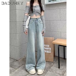 Thumbnail Quần jeans DADUHEY ống rộng phong cách đường phố Mỹ thời trang cổ điển cao cấp plus size 2