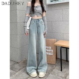 Thumbnail Quần jeans DADUHEY ống rộng phong cách đường phố Mỹ thời trang cổ điển cao cấp plus size 3