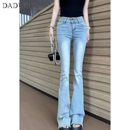 Thumbnail DaDuHey New American Style Ins High Street Washed Micro-flare Jeans Niche High Waist Wide Leg Pants Trousers 2