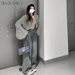 Thumbnail Quần jean DADUHEY ống rộng phong cách đường phố Mỹ cổ điển thời trang 2023 cao cấp plus size 2