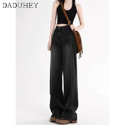 Thumbnail Quần jean DADUHEY cạp cao ống rộng phong cách đường phố Mỹ cổ điển cao cấp cỡ lớn 3