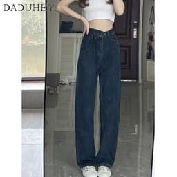 Thumbnail Quần jean DADUHEY lưng cao ống rộng phong cách đường phố Mỹ cổ điển cao cấp cỡ lớn 3