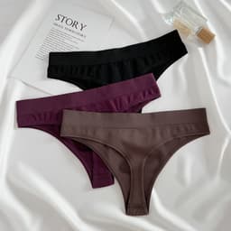 Thumbnail Finetoo Quần lót Cotton nữ giữa eo Quần lót chữ G mềm màu trơn 3