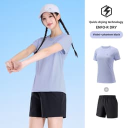 Thumbnail Camel CROWN Bộ đồ thể thao nam nữ Áo thun khô nhanh Quần short thoáng khí Bộ đồ hai mảnh tập thể dục 1