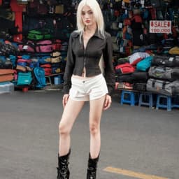 Thumbnail Sizzle Shirred Silk Shirt - Áo sơ mi lụa hoạ tiết dây kéo trước 3