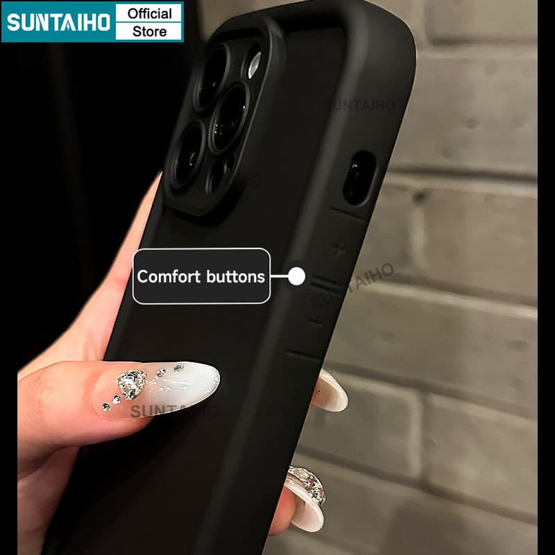 Ảnh Suntaiho Ốp Lưng iPhone Thời Trang Đơn Giản Màu Trơn đen Ốp Điện Thoại Silicon Mềm Làm Dày Chống Sốc Cho Iphone 16 15 14 13 12 11 Pro Max IP 7 8 Plus Iphon X XS XR XsMax 3