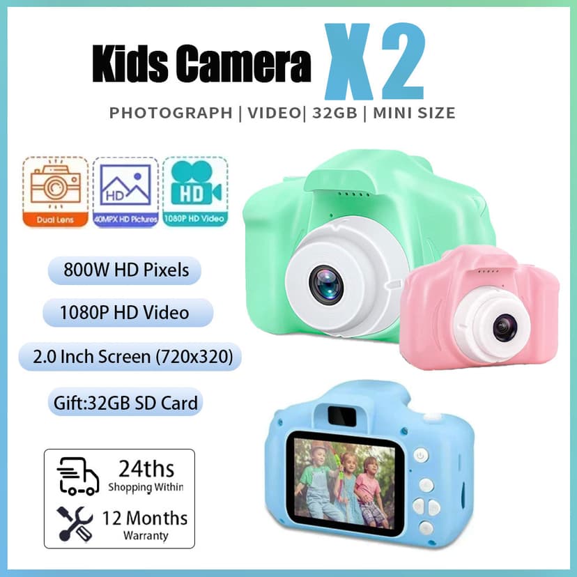 Ảnh Đồ Chơi Trẻ Em Camera Kỹ Thuật Số Vintage Camera Trẻ Em Chiếu Video Camera Chụp Ảnh Ngoài Trời 8GB Quà Tặng Cho Trẻ Em 1