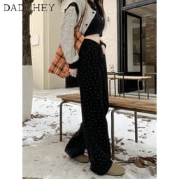 Thumbnail DaDuHey American Ins High Street Spotted Jeans Niche High Waist Loose Wide Leg Pants plus Size Trousers 3
