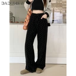 Thumbnail DaDuHey American Ins High Street Spotted Jeans Niche High Waist Loose Wide Leg Pants plus Size Trousers 4