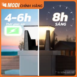 Thumbnail Đèn Trụ Cổng Năng Lượng Mặt Trời MODI SOLAR, Đèn LED Hàng Rào Sân Vườn Ngoài Trời Chống Nước 2