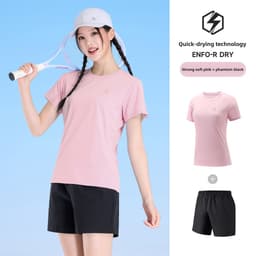 Thumbnail Camel CROWN Bộ đồ thể thao nam nữ Áo thun khô nhanh Quần short thoáng khí Bộ đồ hai mảnh tập thể dục 2
