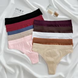 Thumbnail Finetoo Quần lót Cotton nữ giữa eo Quần lót chữ G mềm màu trơn 4