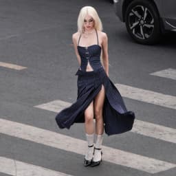 Thumbnail Sizzle Striped Cami Corset - Áo jean sọc corset buộc dây gài nút kim loại 3