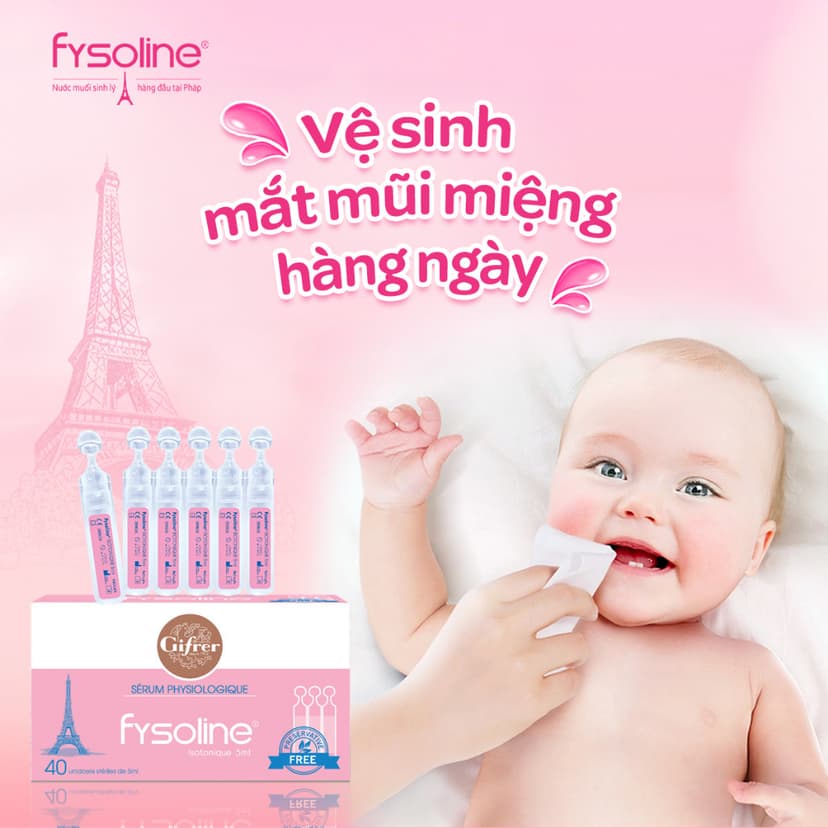 Ảnh Nước muối sinh lý Fysoline Pháp - Vệ sinh mắt, mũi, miệng cho bé hàng ngày - Hộp 40 ống x 5ml 2