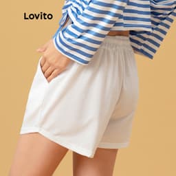 Thumbnail Quần short nữ Lovito L00242 lưng thun thiết kế rút dây thời trang năng động cho nữ nhiều màu sắc tùy chọn 2