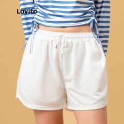 Thumbnail Quần short nữ Lovito L00242 lưng thun thiết kế rút dây thời trang năng động cho nữ nhiều màu sắc tùy chọn 1