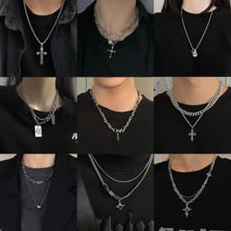 Thumbnail 17KM Vòng cổ Mạ Bạc Nhiều Lớp unisex y2k Phong Cách hip hop Phụ kiện trang sức 2