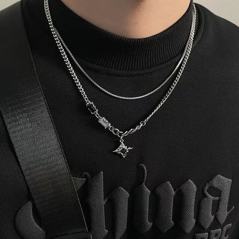 Ảnh 17km Thời Trang Ngôi Sao Vòng Cổ Đá Quý Đen Bạc Hai Lớp Dây Xích Choker Nữ Trang Sức Phụ Kiện 2