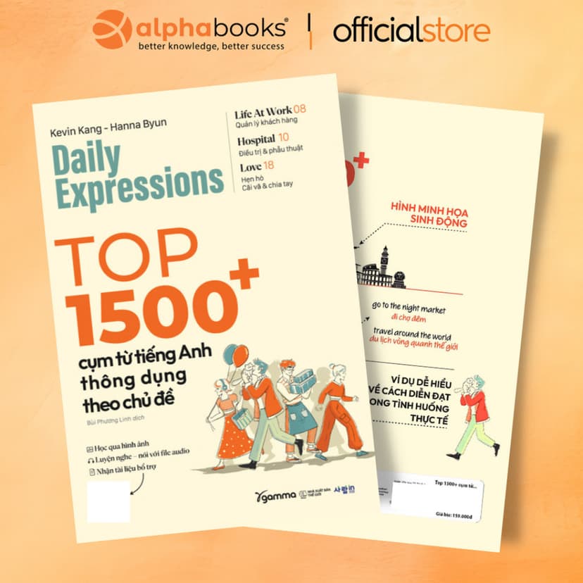 Ảnh Sách > Daily Expression: Top 1500+ Cụm Từ Tiếng Anh Thông Dụng Theo Chủ Đề (Alpha Books) 2
