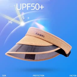 Thumbnail CAMEL CROWN Rỗng Top Mũ Chống Nắng Thoáng Khí Chống Tia Cực Tím Lớn Vành Rơm Dệt Mũ Chống Nắng 3