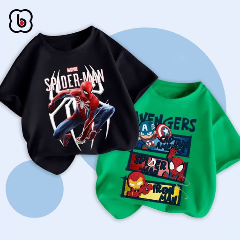 Ảnh BST Áo MARVEL 2025 Áo thun cotton cho bé BabyloveGO BST áo siêu nhân bé trai phong cách US/UK 2