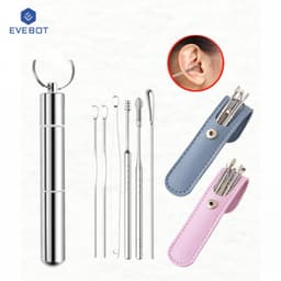Thumbnail Muỗng tai bằng thép không gỉ Bộ 6 món dụng cụ lấy tai cầm tay xoắn ốc 1